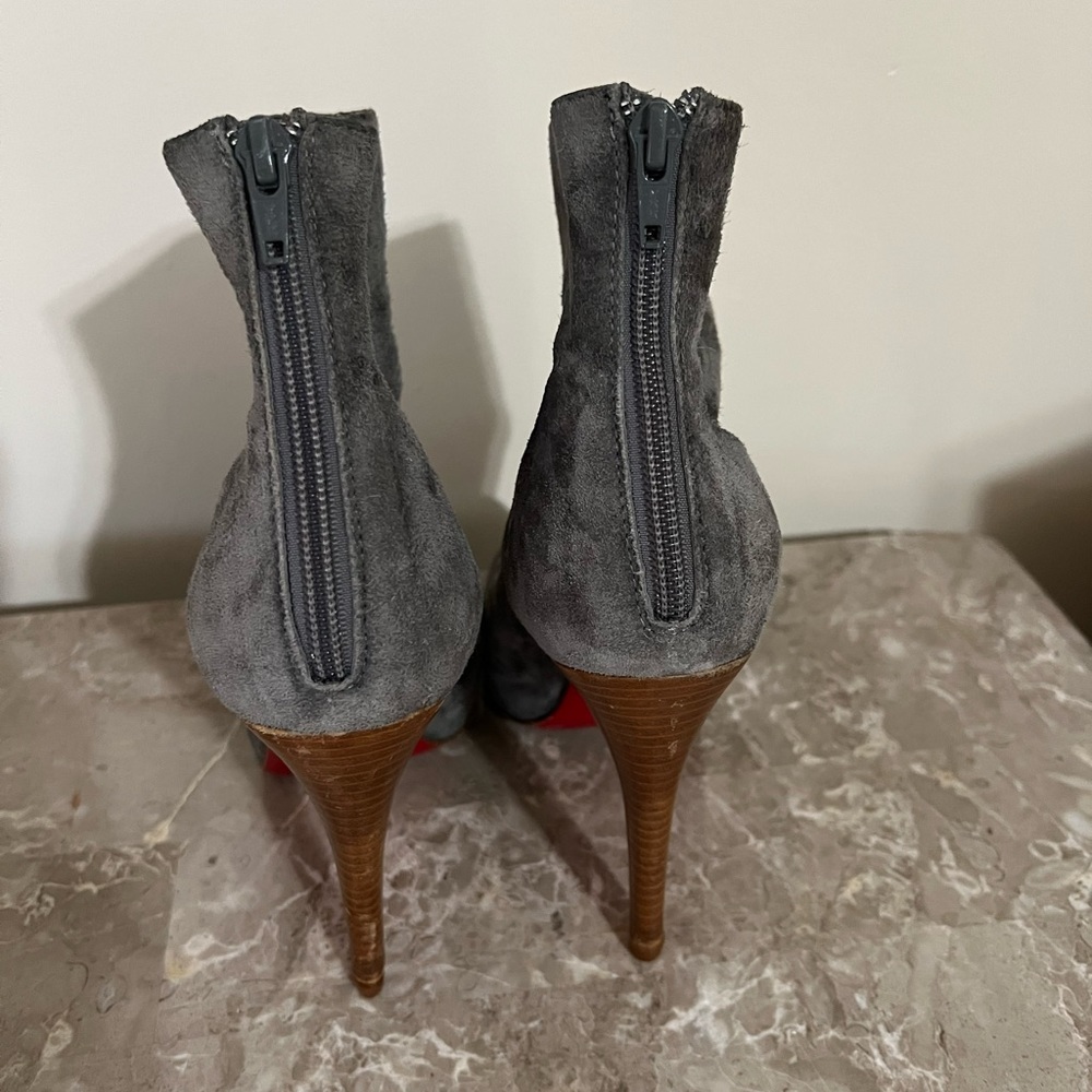 Christian Louboutin Gray Suede Ankle Boots - Picture 3 of 4